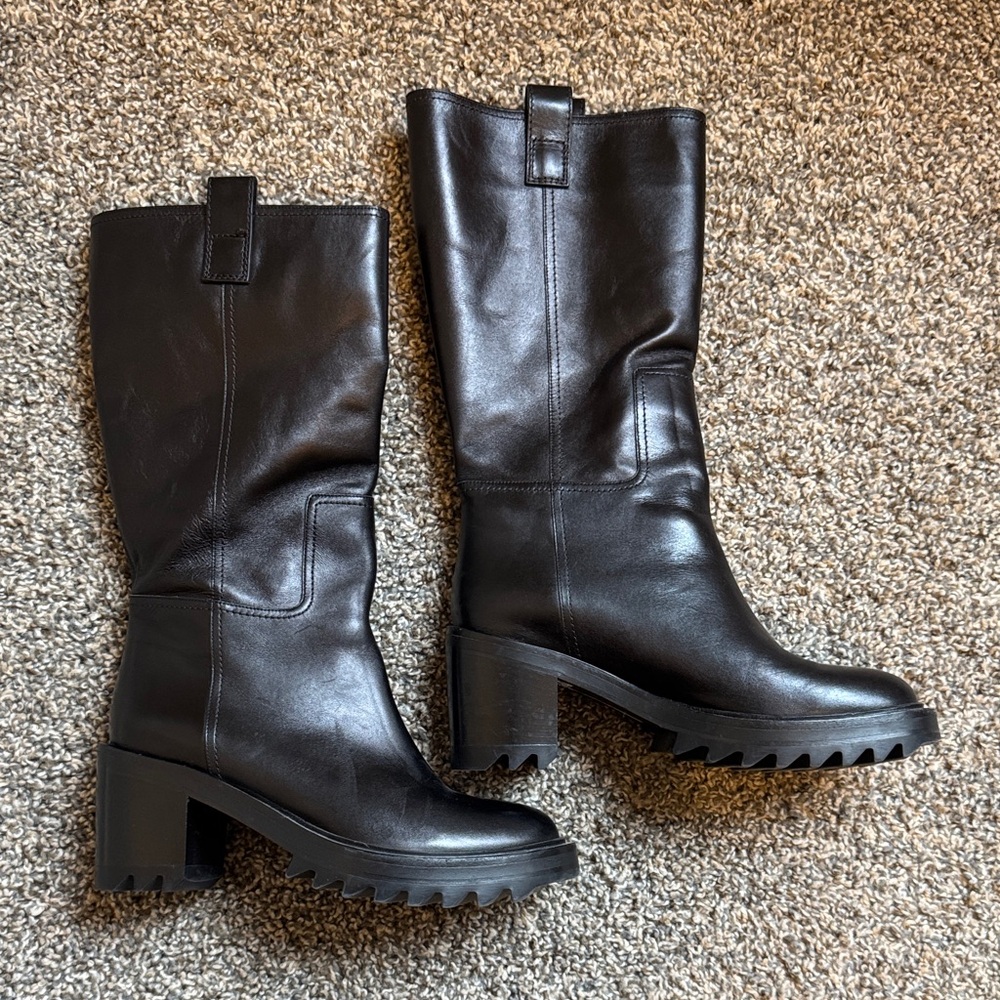 Tamara Mellon Black Mid-Calf Easy Rider Boots - Picture 9 of 9